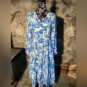 Fashion Floral Print Long Sleeve Maxi Dress S